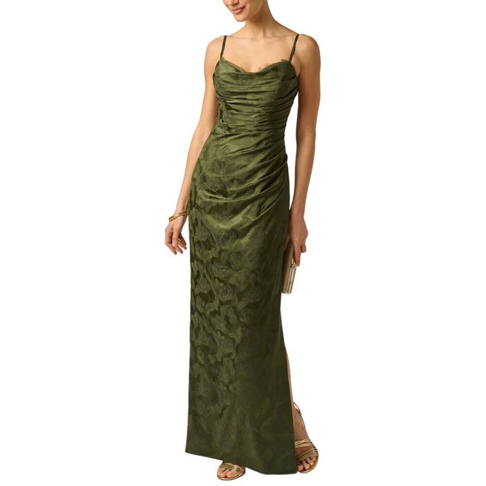 Adrianna Papell Womens Woven Jacquard Long Dress, Red